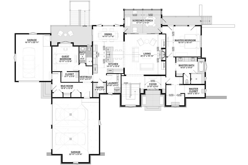House Blueprint - Floor Plan - Main Floor for Cottage House Plan #928-336 - 5 bed, 4 bath