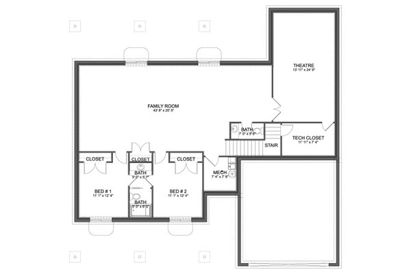 Dream House Plan - Farmhouse Floor Plan - Lower Floor Plan #1060-478