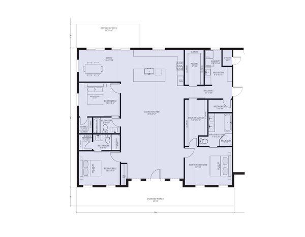 Barndominium Floor Plan - Main Floor Plan #1107-11