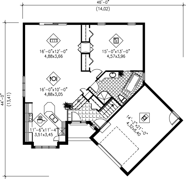 Traditional Floor Plan - Main Floor Plan #25-1026