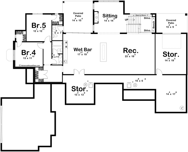 Architectural House Design - Floor Plan - Lower Floor for Cottage House Plan #455-797 - 3 bed, 3 bath