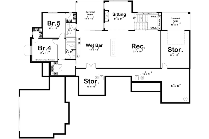 Architectural House Design - Floor Plan - Lower Floor for Cottage House Plan #455-797 - 3 bed, 3 bath