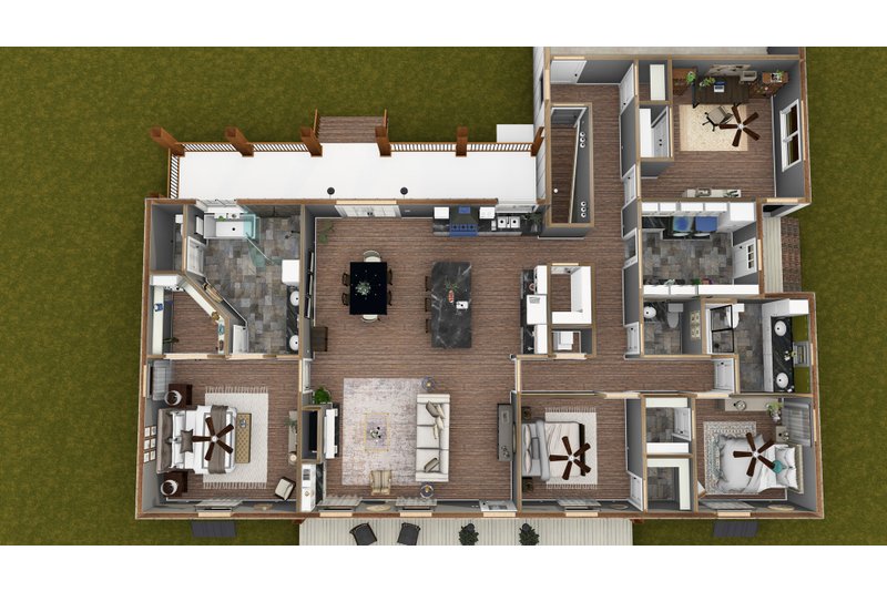 Architectural House Design - Floor Plan - Main Floor for Farmhouse House Plan #44-293 - 3 bed, 2.5 bath