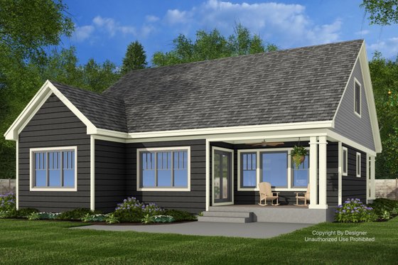 Exterior - Rear Elevation 1 for Bungalow House Plan #51-1408 - 3 bed, 2.5 bath