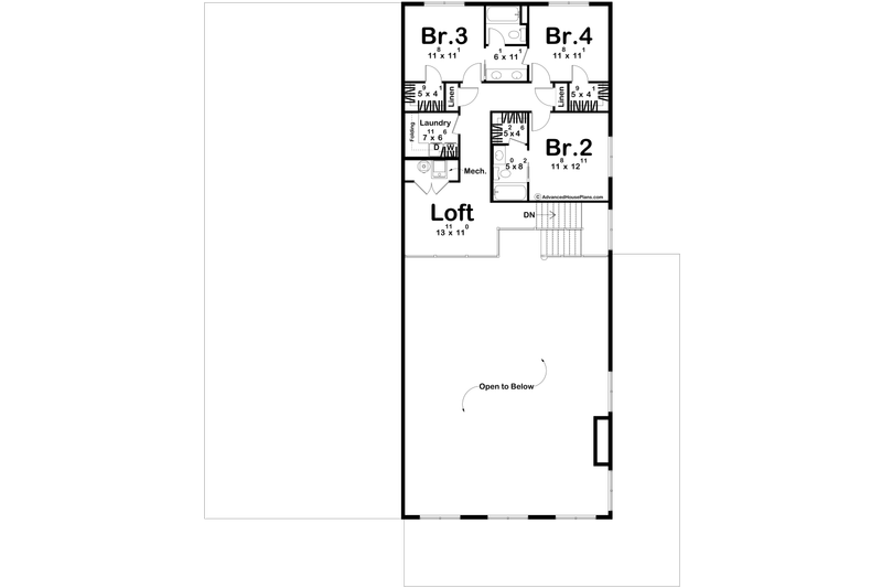 Architectural House Design - Floor Plan - Upper Floor for Barndominium House Plan #455-580 - 5 bed, 4.5 bath