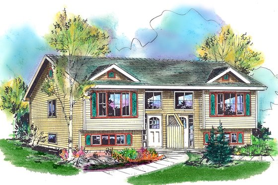 Exterior - Front Elevation 4 for Traditional House Plan #18-313 - 4 bed, 2 bath