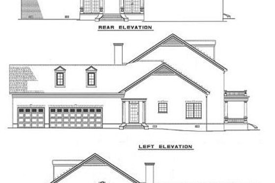 Exterior - Rear Elevation for Southern House Plan #17-227 - 5 bed, 3.5 bath