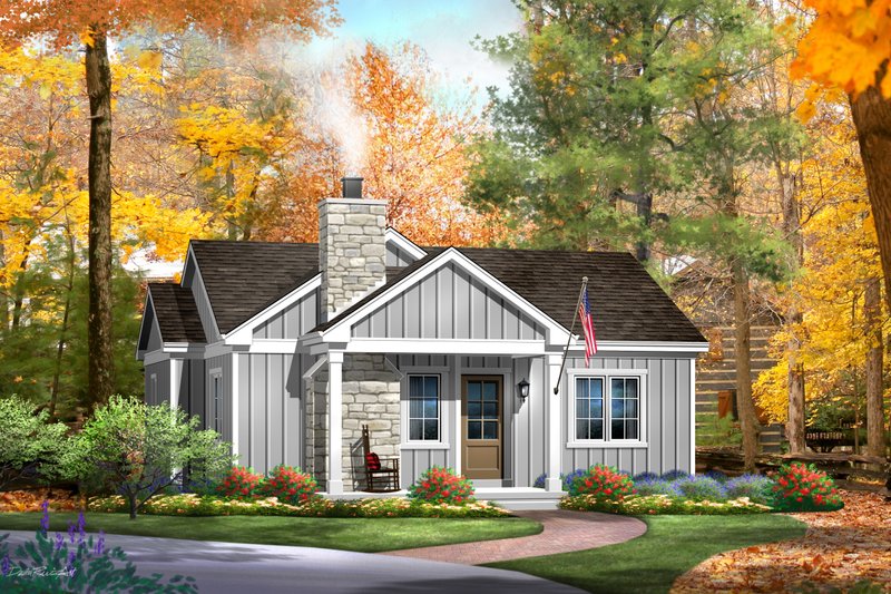Cottage Style House Plan - 2 Beds 2 Baths 977 Sq/Ft Plan #22-637