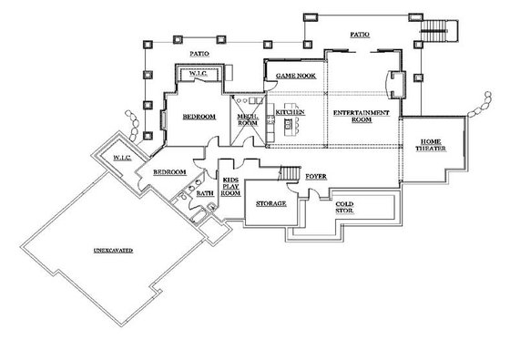 Floor Plan - Lower Floor for Traditional House Plan #5-337 - 4 bed, 3 bath