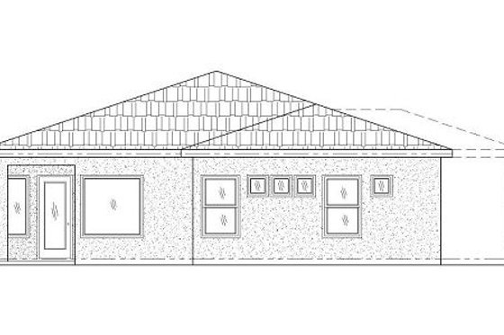 Exterior - Rear Elevation for Adobe / Southwestern House Plan #24-292 - 2 bed, 2 bath