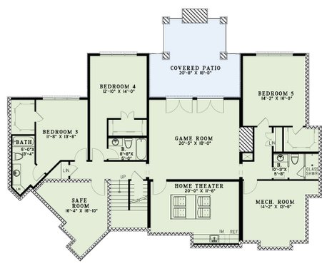 Floor Plan - Lower Floor for Traditional House Plan #17-3430 - 5 bed, 5.5 bath