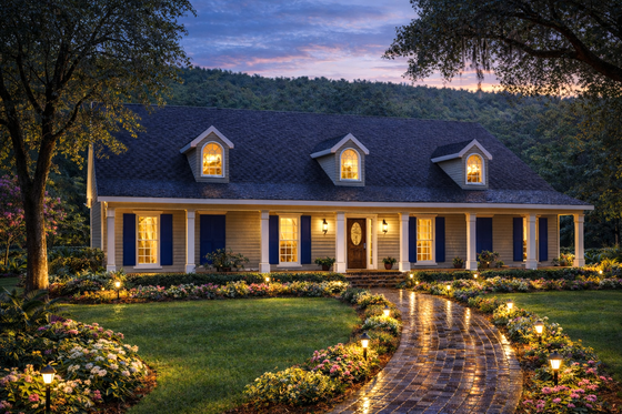 Exterior - Front Elevation 3 for Country House Plan #44-129 - 4 bed, 3 bath