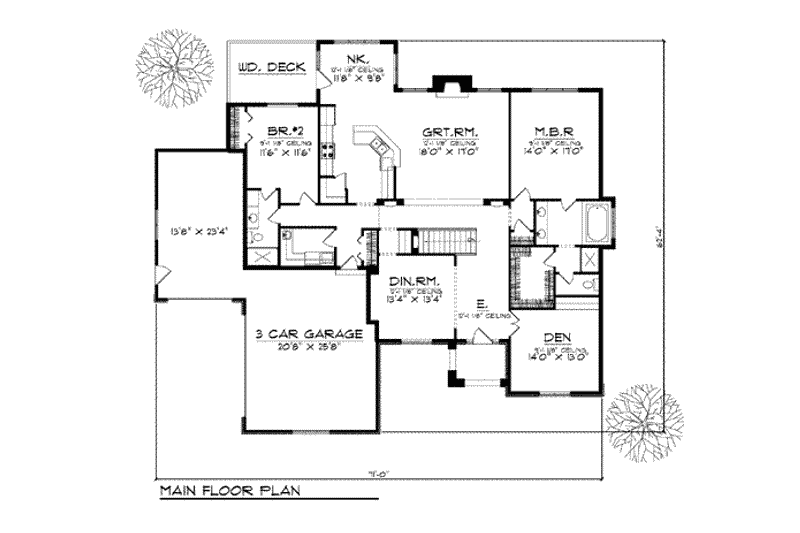 Home Plan - Floor Plan - Main Floor for European House Plan #70-810 - 4 bed, 3 bath