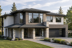 House Blueprint - Exterior - Front Elevation for Prairie House Plan #1100-142 - 3 bed, 2 bath