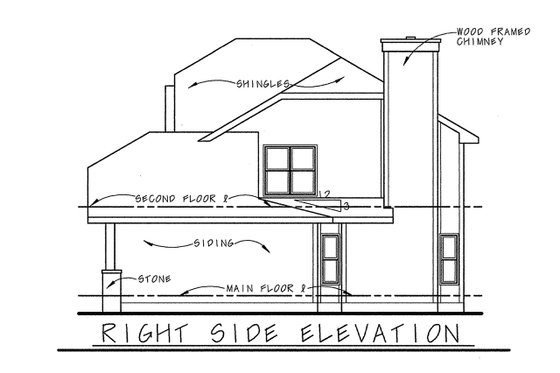 Exterior - Front Elevation 6 for Cottage House Plan #20-2033 - 4 bed, 2.5 bath