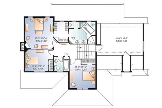 Floor Plan - Upper Floor for Farmhouse House Plan #23-2651 - 3 bed, 2.5 bath