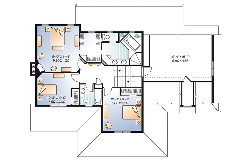 Home Plan - Floor Plan - Upper Floor for Farmhouse House Plan #23-2651 - 3 bed, 2.5 bath