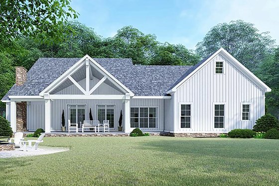 Exterior - Rear Elevation 1 for Country House Plan #923-129 - 3 bed, 2.5 bath