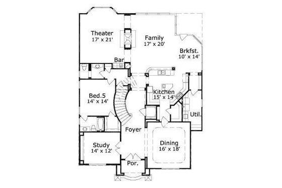 Floor Plan - Main Floor for European House Plan #411-567 - 5 bed, 4.5 bath