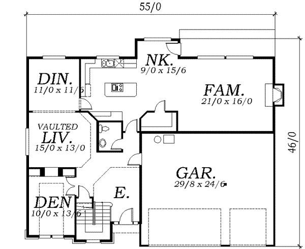 Colonial Floor Plan - Main Floor Plan #130-132