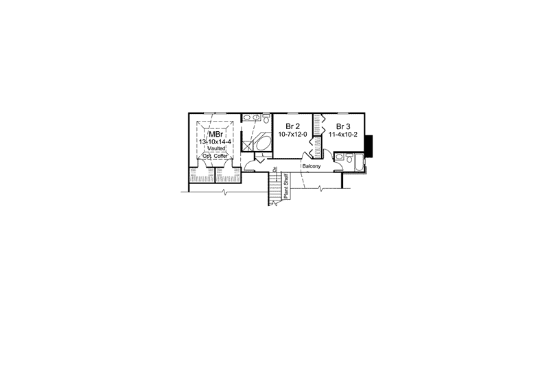 House Blueprint - Floor Plan - Upper Floor for Craftsman House Plan #57-616 - 3 bed, 2.5 bath