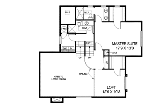 Floor Plan - Upper Floor for Bungalow House Plan #60-310 - 2 bed, 2.5 bath