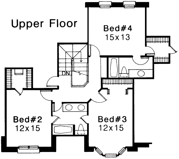 European Floor Plan - Upper Floor Plan #310-125