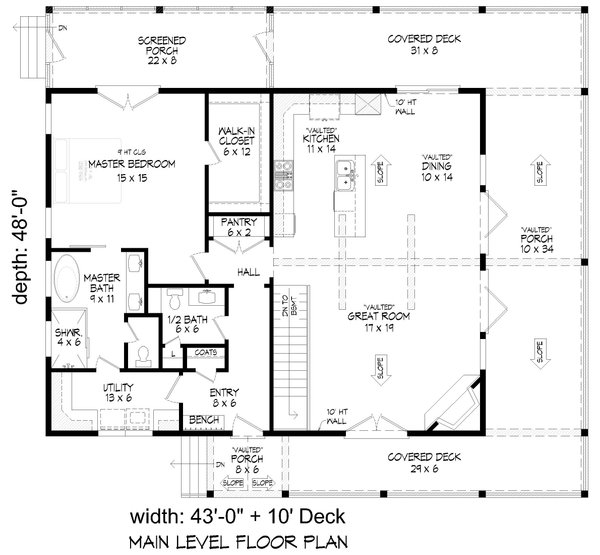 House Blueprint - Floor Plan - Main Floor for Country House Plan #932-1440 - 3 bed, 2.5 bath