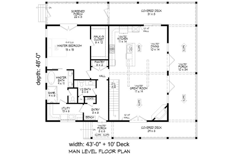 House Blueprint - Floor Plan - Main Floor for Country House Plan #932-1440 - 3 bed, 2.5 bath