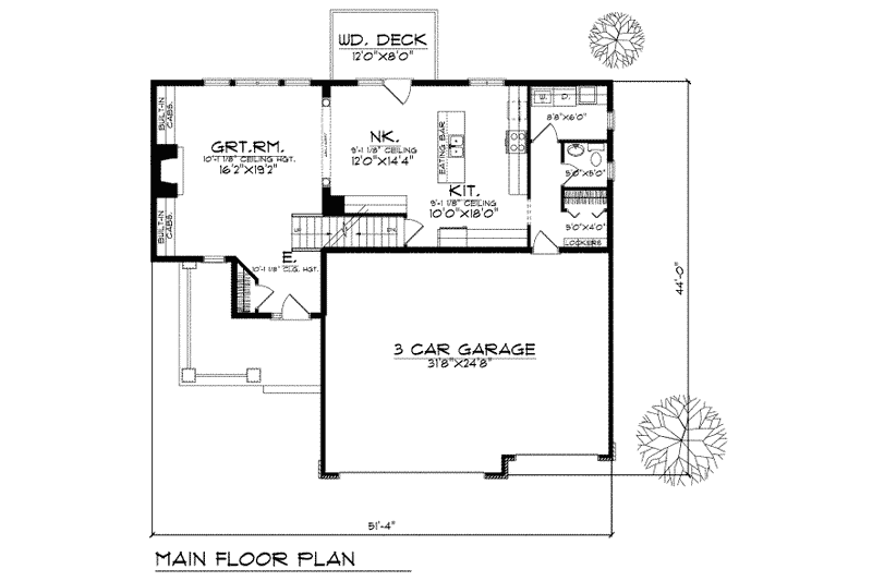 Home Plan - Floor Plan - Main Floor for Traditional House Plan #70-381 - 4 bed, 2.5 bath