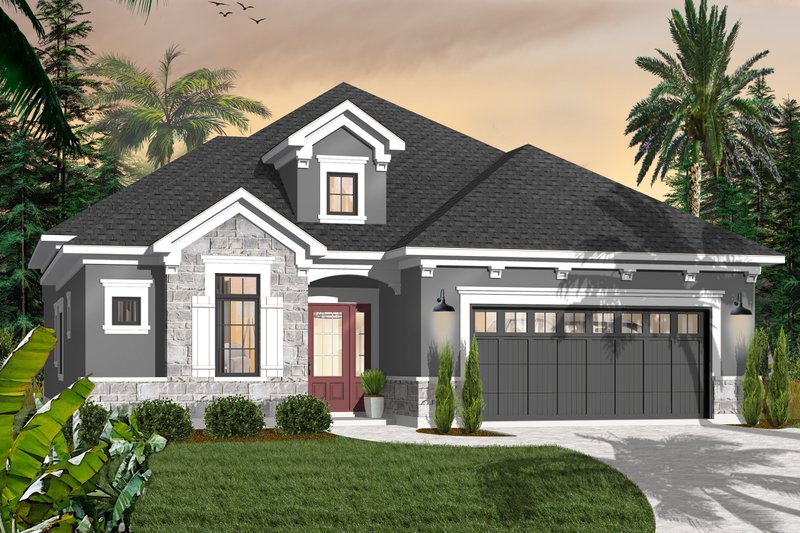 Architectural House Design - Mediterranean Exterior - Front Elevation Plan #23-2215