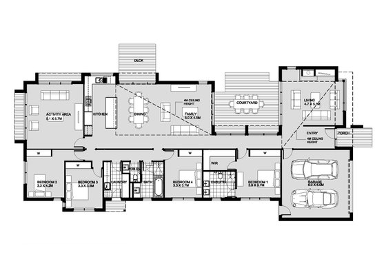 Floor Plan - Main Floor for Modern House Plan #496-23 - 4 bed, 2.5 bath