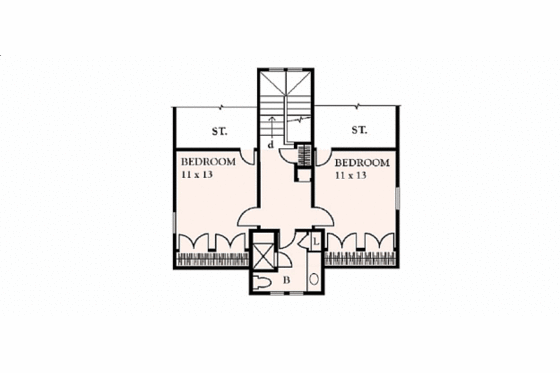 Floor Plan - Upper Floor for Cottage House Plan #140-127 - 3 bed, 2.5 bath
