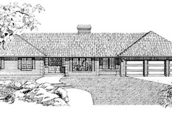 Exterior - Front Elevation for Ranch House Plan #47-184 - 3 bed, 2.5 bath