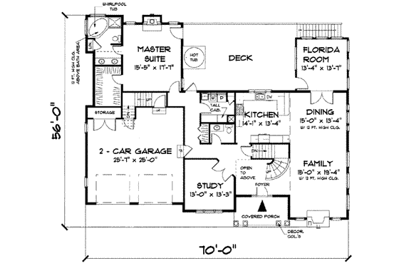 Floor Plan - Main Floor for Traditional House Plan #75-114 - 3 bed, 2.5 bath