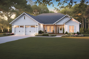 Exterior - Front Elevation for Ranch House Plan #21-492 - 3 bed, 2 bath