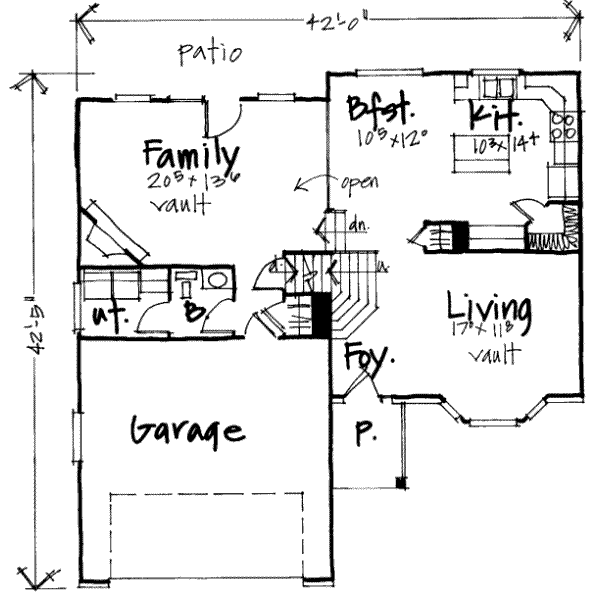 Floor Plan - Main Floor for Traditional House Plan #308-201 - 3 bed, 2.5 bath
