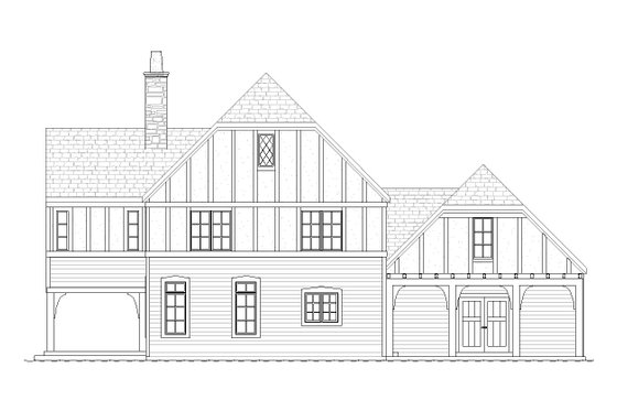 Exterior - Rear Elevation for Tudor House Plan #901-98 - 3 bed, 3.5 bath