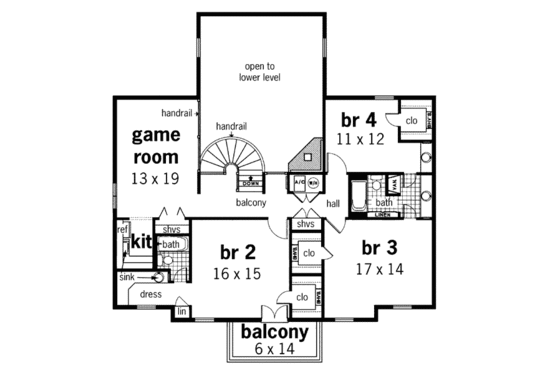 Floor Plan - Upper Floor for European House Plan #45-213 - 4 bed, 3.5 bath