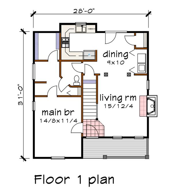 Home Plan - Cottage Floor Plan - Main Floor Plan #79-155