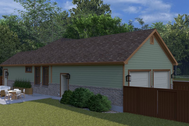 Architectural House Design - Exterior - Rear Elevation for Ranch House Plan #1060-386 - 2 bed, 2 bath