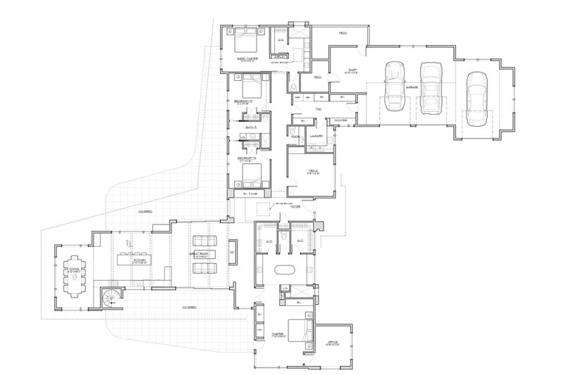House Blueprint - Floor Plan - Main Floor for Modern House Plan #892-36 - 4 bed, 3.5 bath