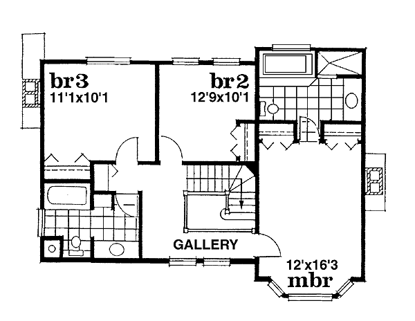 Traditional Floor Plan - Upper Floor Plan #47-133