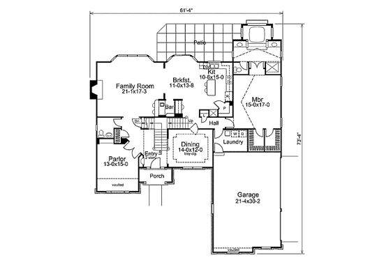 Floor Plan - Main Floor for Colonial House Plan #57-290 - 4 bed, 3.5 bath