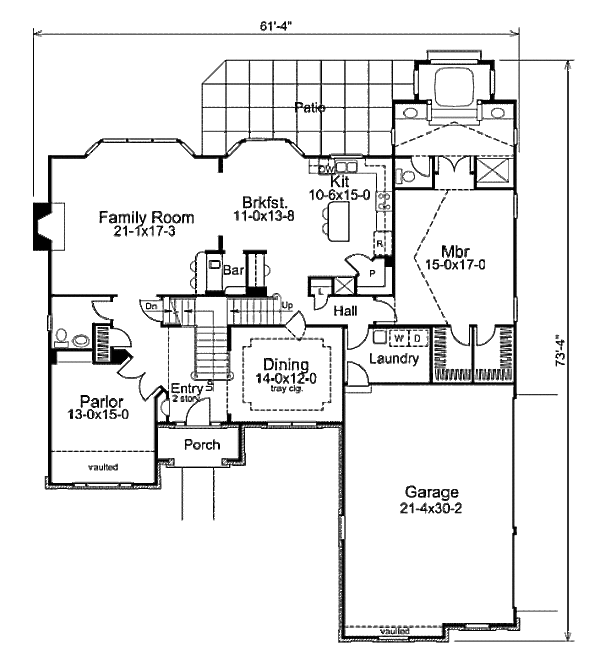 House Plan Design - Colonial Floor Plan - Main Floor Plan #57-290