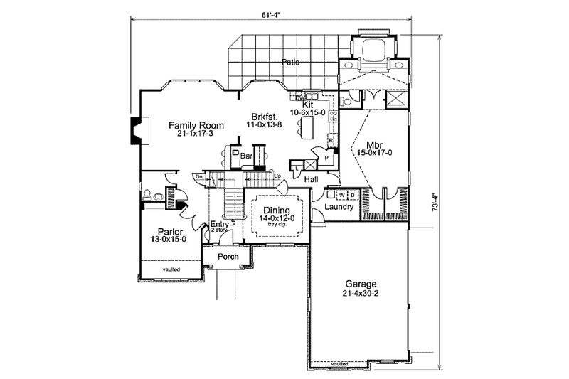 Dream House Plan - Floor Plan - Main Floor for Colonial House Plan #57-290 - 4 bed, 3.5 bath