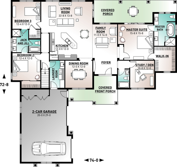 Home Plan - Mediterranean Floor Plan - Main Floor Plan #23-2223