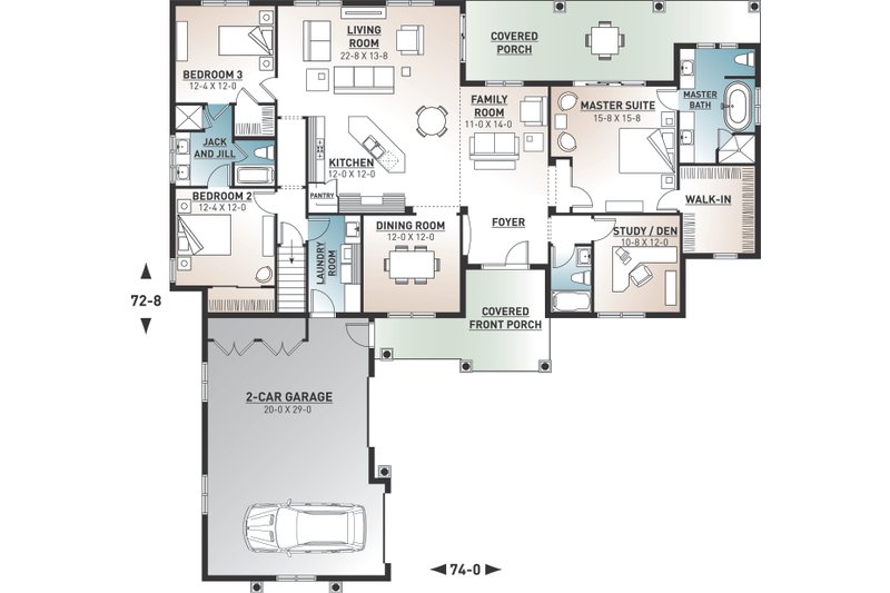Dream House Plan - Floor Plan - Main Floor for Mediterranean House Plan #23-2223 - 3 bed, 3 bath