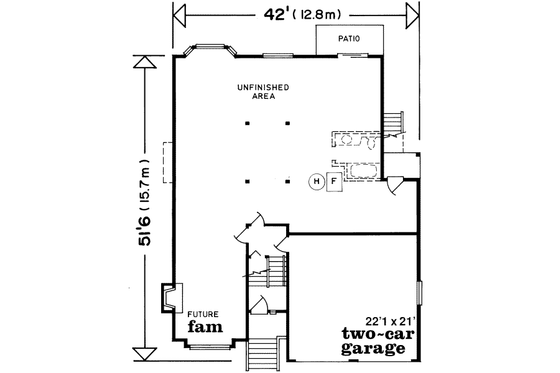 Floor Plan - Main Floor for Traditional House Plan #47-553 - 3 bed, 2 bath