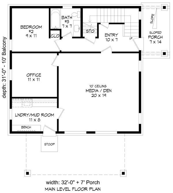 Home Plan - Modern Floor Plan - Main Floor Plan #932-1009
